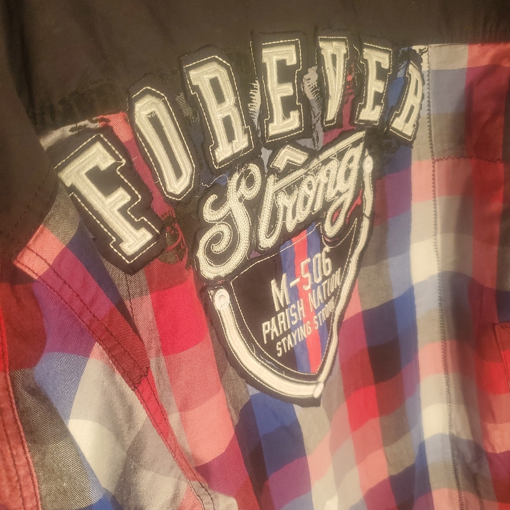 Parish Nation men’s Long Sleeve Embroidered Shirt 3XL checked